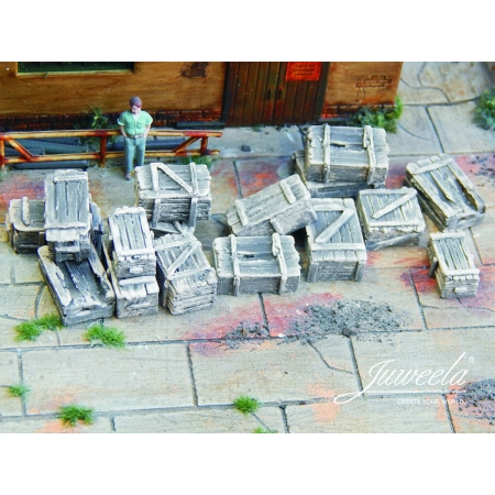 Juweela 28305 - Stare skrzynie drewniane, ciemne, 16 sztuk, 1: 87, H0