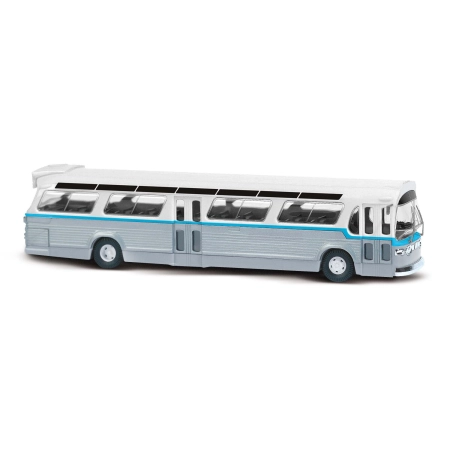 Busch 44511 - US Bus „Fishbowl” z wyposażeniem znakowym, 1959, biało-szary.