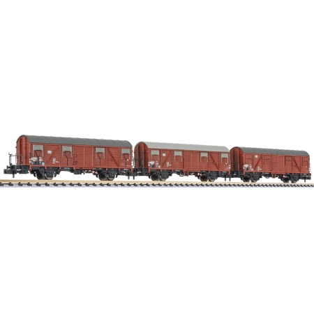 Liliput 260147 - Zestaw 3 wagonów towarowych, Gbs 245, DB, Ep.IV