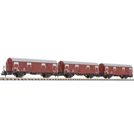 Liliput 260130 - Zestaw 3 wagonów krytych Glmhs50, DB, Ep.III