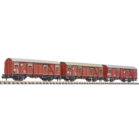 Liliput 260138 - Zestaw 3 wagonów krytych Gbs 245, DB, Ep.IV