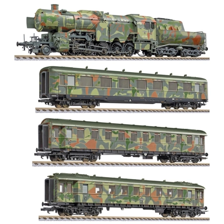 Liliput 130002 - Zestaw kolejowy z BR 42 i transportem wojskowym, DRG, Ep.II
