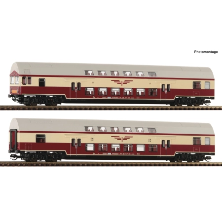 Roco 6280045 - Zestaw 2 wagonów piętrowych „Sputnik” z wagonem sterowniczym, DR, Ep.IV, DC-Digital