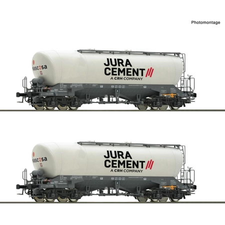 Roco 6600191 - Zestaw 2 wagonów silosowych Uacns, Wascosa, Ep.VI „Jura Cement