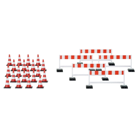 Herpa 052566 - Pylony (20 sztuk), barierki (5 sztuk), czerwono-białe