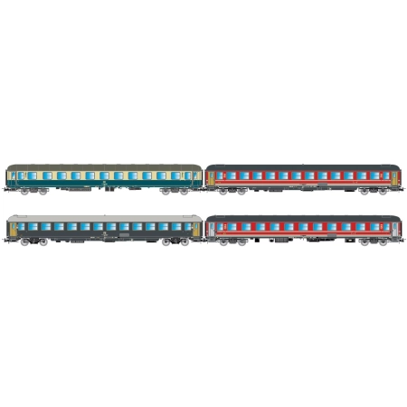 Rivarossi HR4375 - Zestaw 4 wagonów pasażerskich „Włochy- Holandia-Express”, FS, DB, Ep.V