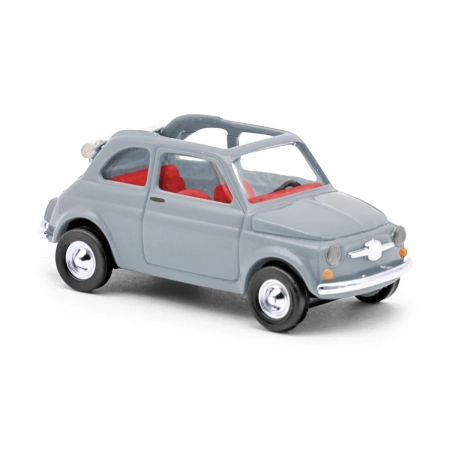 Busch 48780 - Fiat 500 kabriolet sedan Trasformabile, szary, rok 1965