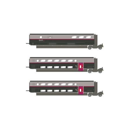 Jouef HJ3016 - Zestaw uzupełniający 3 wagonów TGV Duplex Carmillon, SNCF, Ep.VI