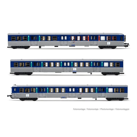 Jouef HJ4184 - Zestaw 3 wagonów pasażerskich RIO 80, SNCF, Ep.V-VI