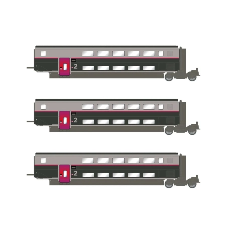 Jouef HJ3017 - Zestaw uzupełniający 3 wagonów TGV Duplex Carmillon, SNCF, Ep. VI