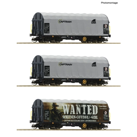 Roco 6680023 - Zestaw 3 wagonów z przesuwanymi ścianami Shimmns, Captrain, Ep.VI