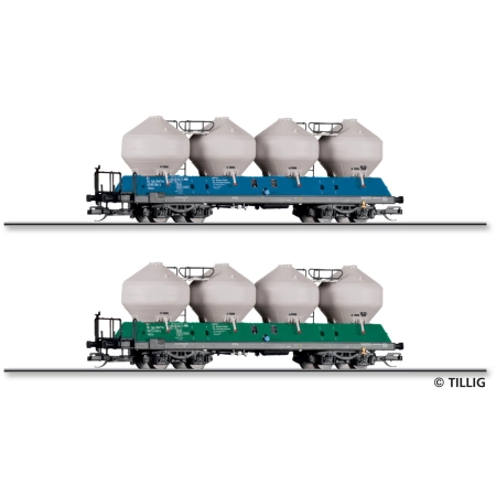 Tillig 01119 - Zestaw 2 wagonów silosów na pył Uacs 451.1, Raj-Wagon Trencin spol. s.r.o., Ep.VI