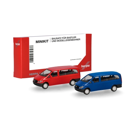 Herpa 014236 - MiniKit MB Vito Bus 2003 czerwony/niebieski