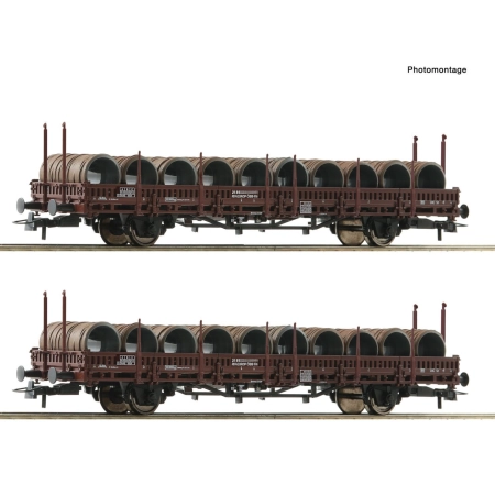 Roco 6600120 - Zestaw 2 wagonów kłonicowych Ks, z rolkami drucianymi, ÖBB, Ep.IV