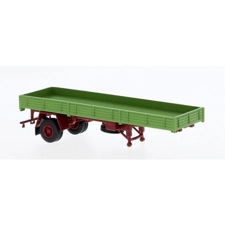 Brekina 55951 - 1-osiowa naczepa platforma w kolorze zielonym