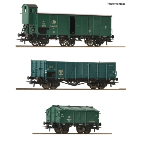Roco 6600079 - Zestaw 3 wagonów towarowych, SNCB, Ep.III