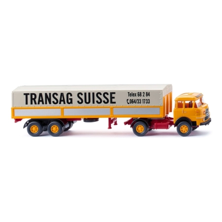 Wiking 051503 - Ciężarówka z naczepą płaską (Krupp 806) „Transag Suisse''.