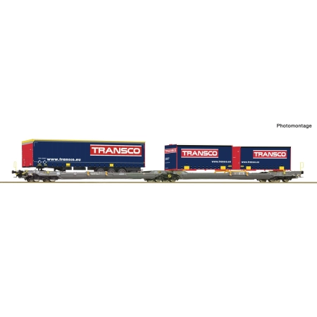 Roco 6600113 - Wagon przegubowy z podwójnymi kieszeniami Sdggmrs 738, T3000e, Hupac, Ep.V-VI
