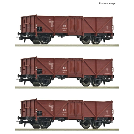 Roco 6600115 - Zestaw 3 wagonów towarowych Ommu, DR, Ep.III