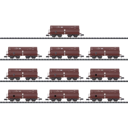 Trix 15013 - Zestaw 10 wagonów samowyładowczych z rudą, DRG, Ep.II
