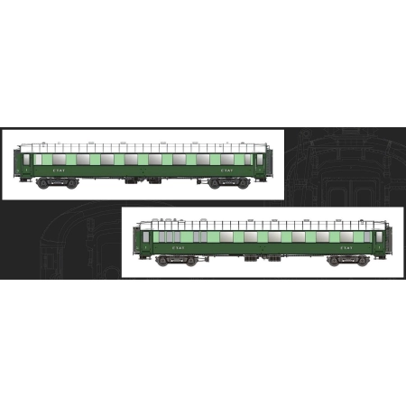 L.S. Models MW40947 - Zestaw 2 wagonów pasażerskich Pullman, ETAT, Ep.II