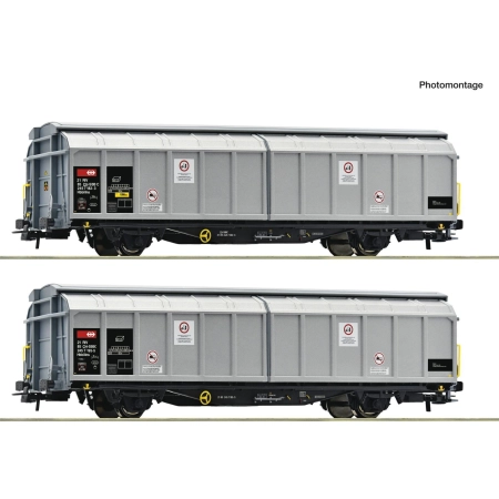 Roco 6600110 - Zestaw 2 wagonów ze ścianami przesuwnymi Hbbillns, SBB-Cargo, Ep.VI