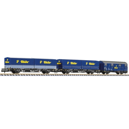 Liliput 260112 - Zestaw 3 wagonów towarowych „Tchibo-Zug”, DBAG, Ep.V