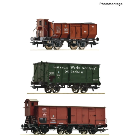 Roco 6600223 - Zestaw 3 wagonów towarowych, K.Bay.Sts.B., ep. I