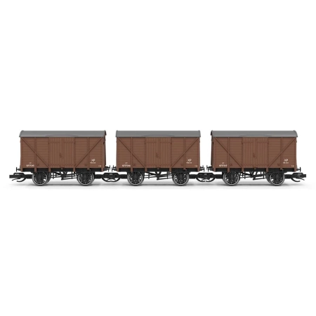 Hornby TT6044 - Zestaw 3 krytych wagonów towarowych Vent Van B777345-346-347, BR, Ep.III