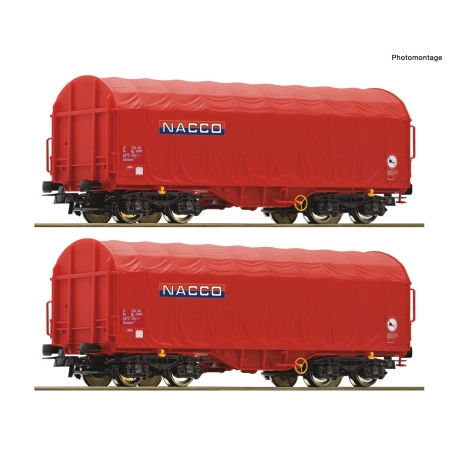 Roco 6600226 - Zestaw 2 wagonów z przesuwaną plandeką, Nacco, Ep.IV