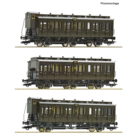Roco 6200254 - Zestaw 3 wagonów przedziałowych, DRG, ep. II