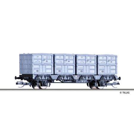 Tillig 14913 - Wagon kontenerowy BT, DR, Ep.III