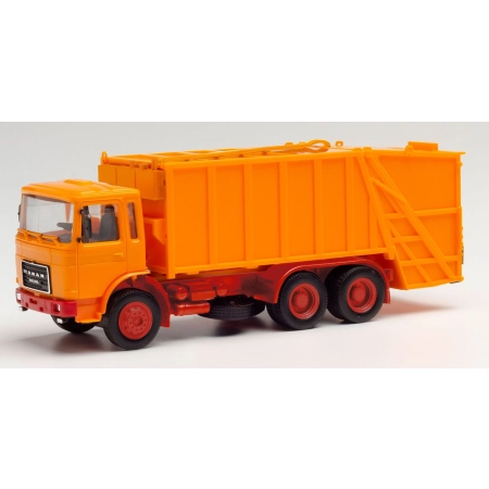 Herpa 013833-A24 - Mini zestaw: śmieciarka z kompaktorem Roman Diesel, pomarańczowy