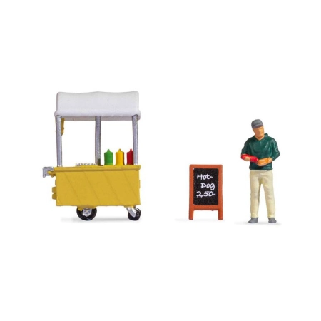 Noch 16505 - Mini scenka, uliczny sprzedawca hot-dogów.