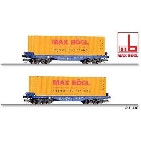Tillig 01108 - Zestaw 2 wagonów Sgmmns 4505 załadowanych dwoma 40' kontenerami, EER, Ep.VI