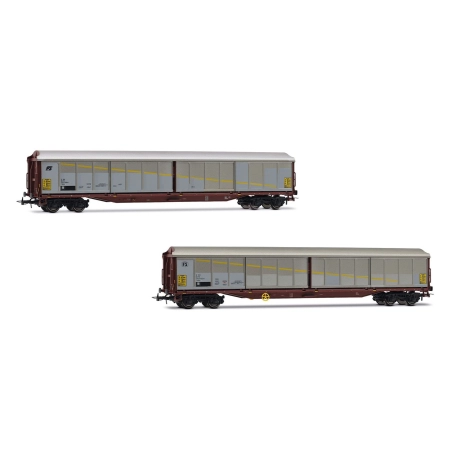 Rivarossi HR6673 - Zestaw 2 wagonów ze ścianami przesuwnymi Habils, FS, Ep.V