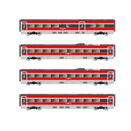 Arnold HN3513 - Zestaw 4 wagonów pośrednich, 4 części, Frecciarossa ETR 1000, FS-Trenitalia, Ep.VI „Ducati”