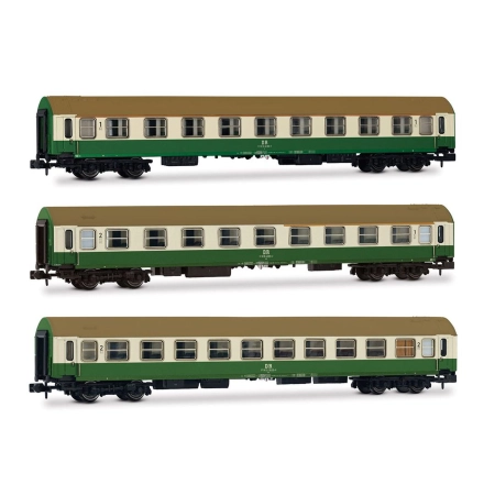Arnold HN4482 - Zestaw 3 wagonów pasażerskich OSShD typu B, DR, ep. IV