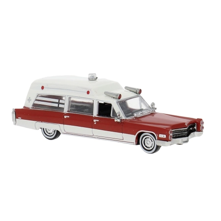Brekina 19776 - Cadillac Meteor Ambulance 1966, czerwony/biały