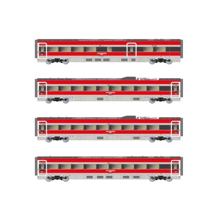 Arnold HN3512 - Zestaw 4 wagonów pośrednich, 4 części, Frecciarossa ETR 1000, FS-Trenitalia, Ep.VI