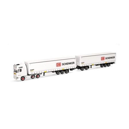 Herpa 319720 - Scania CR 20 HD Case Case Saddle Train z drugą przyczepą.