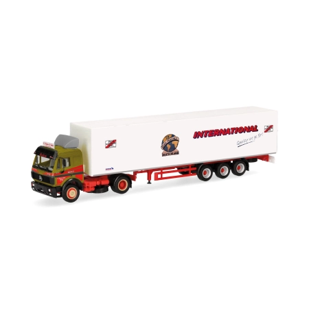 Herpa 320450 - Mercedes-Benz SK '88 Ciężarówka z naczepą skrzyniową „Uwe Harms International”