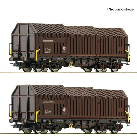 Roco 6600132 - Zestaw 2 wagonów towarowych teleskopowych Shimmns, ÖBB, RCW, Ep.VI