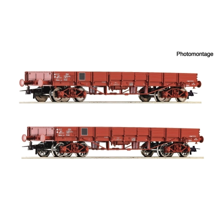 Roco 6600224 - Zestaw 2 wagonów niskoburtowych, SNCF, Ep.III-IV