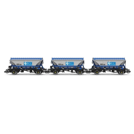 Hornby TT6049 - Zestaw 3 wagonów samowyładowczych CDA Hopper, nr 375081, 375043, 375018, ECC, Ep.III