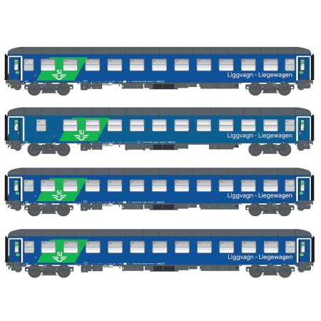 L.S. Models 98095-N - Zestaw 4 wagonów z kuszetkami EN 346, SJ/RDC, Ep.VI