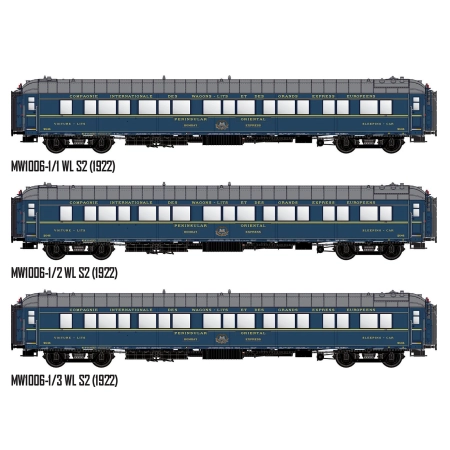 L.S. Models MW1006-1 - Zestaw 3 wagonów pasażerskich „Bombay Express”, CIWL, Ep.II, z oświetleniem wnętrza