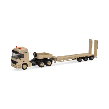 Herpa 747271 - Mercedes-Benz Actros L (96) MP1 Tieflade-Sattelzug "Belgische Armee", sandbeige (Belgien)