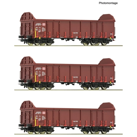 Roco 6600131 - Zestaw 3 wagonów węglarek Ealos-t, DBAG, Ep.V-VI