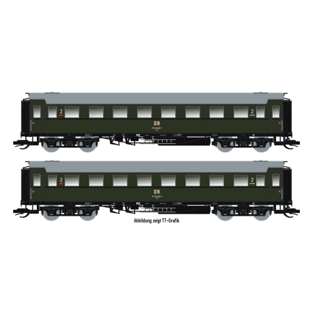 Saxonia 87197 - Zestaw 2 wagonów osobowych C4Ü Sa 07, DR, Ep.IV, z oświetleniem wewnętrznym